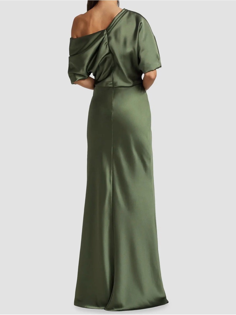Amsale Elegant Emerald Green One-Shoulder Evening Gown - Picture 4 of 11